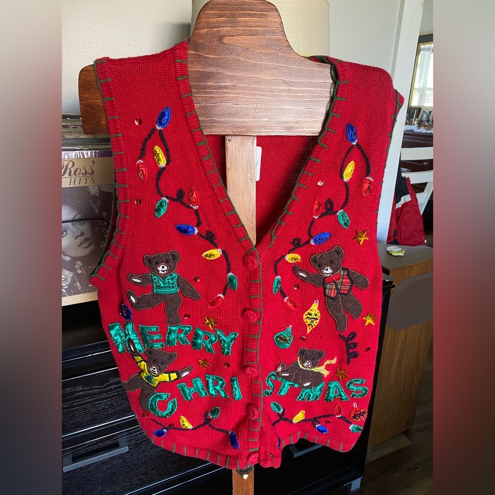 Festive Red Christmas Sweater Vest